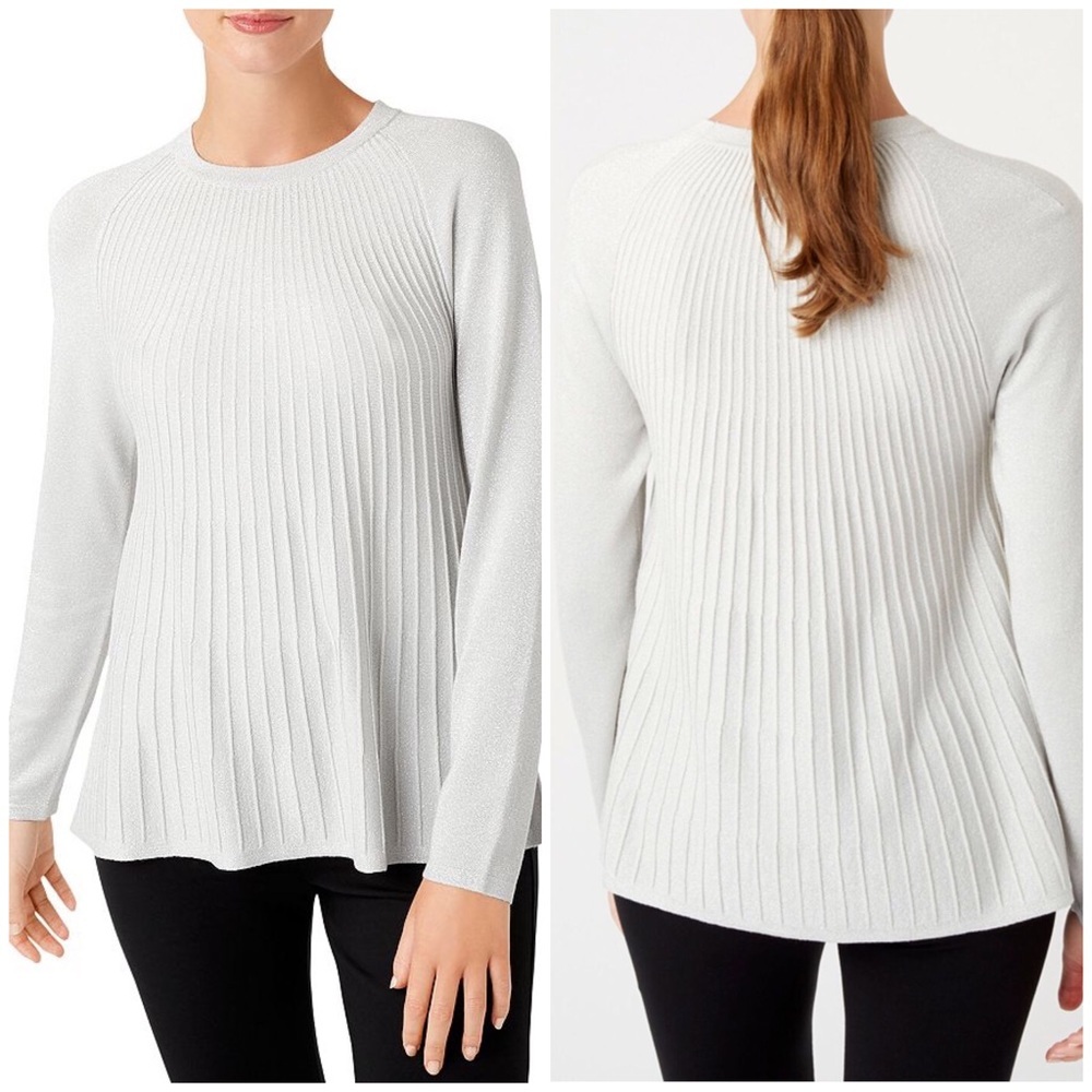 Hobbs London Esme Sweater Metallic Medium silver gray